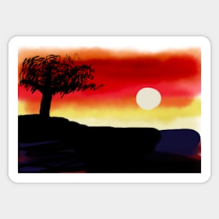 Red Evening Sunset Sticker